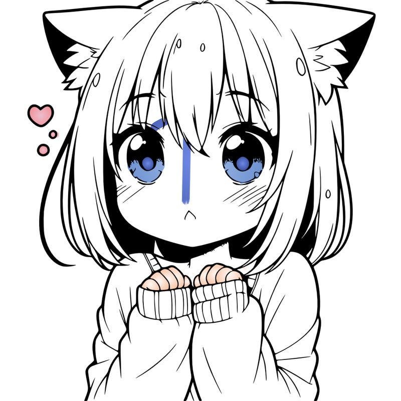 shy anime catgirl
