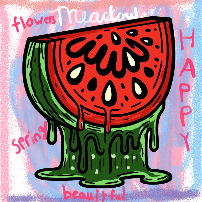 watermelon slice dripping