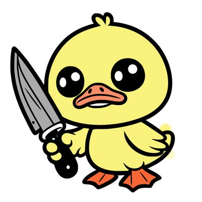 cute duck with knife