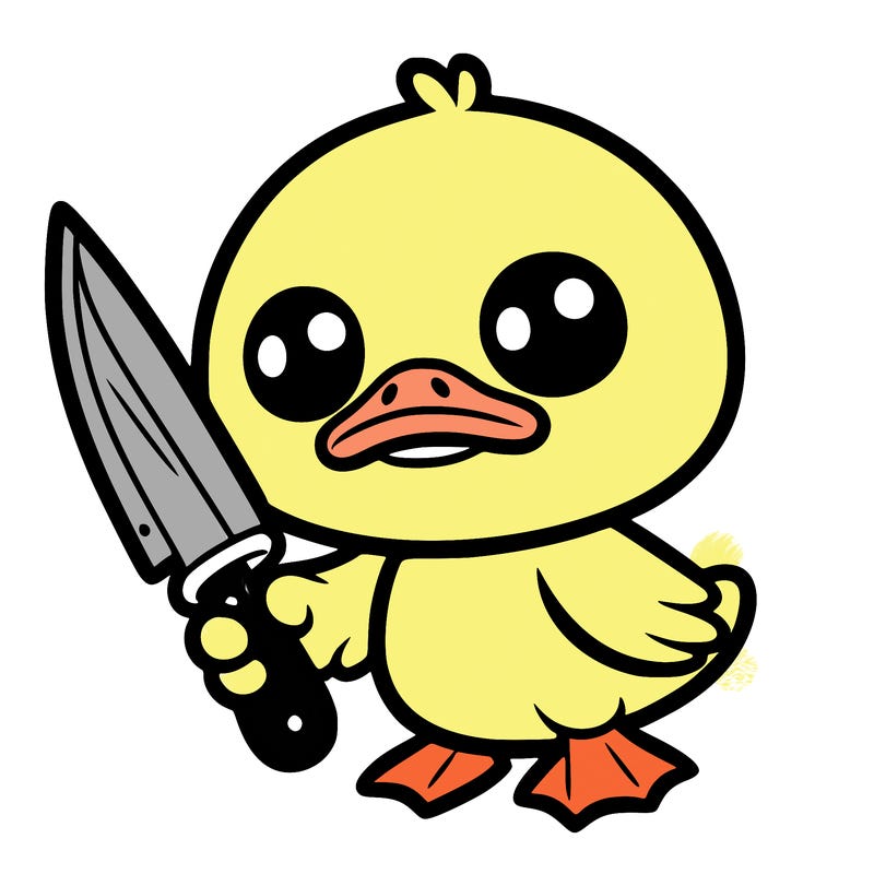 cute duck with knife