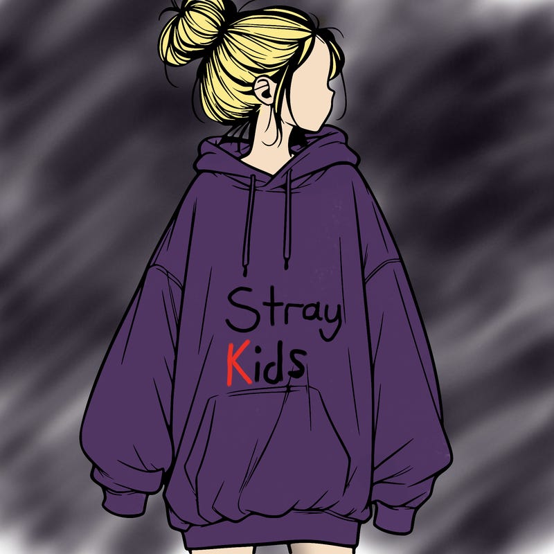 realistic girl with a oversized sweatshirt on and a bun
