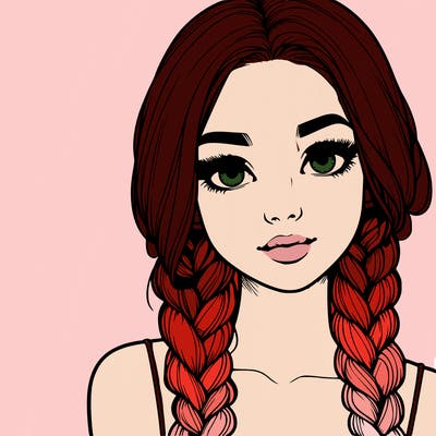 realistic girl with braids