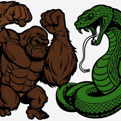 king kong with a giant python battling