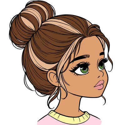 realistic girl with bun