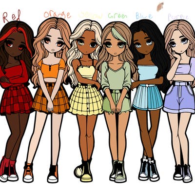 a group of girls realistic