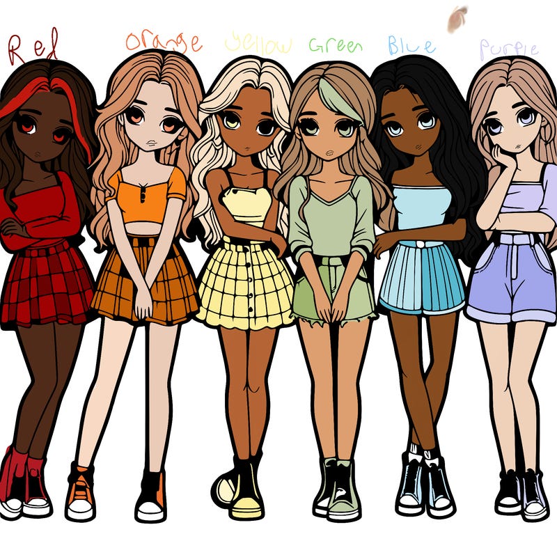 a group of girls realistic