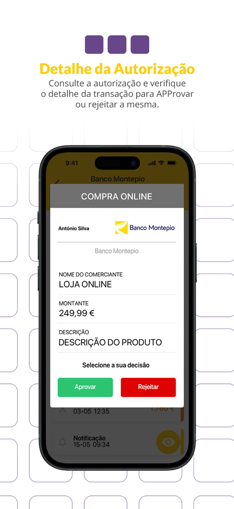 APProva | Banco Montepio - Online purchase authorization screen on the Banco Montepio APProva mobile app