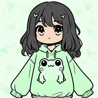 girl wearing frogging sweatshirt