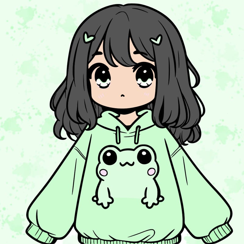 girl wearing frogging sweatshirt