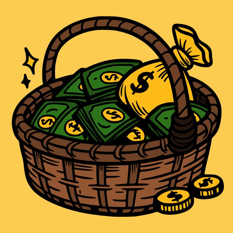 money in a basket
