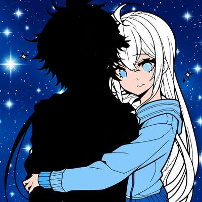anime boy hugging an anime girl