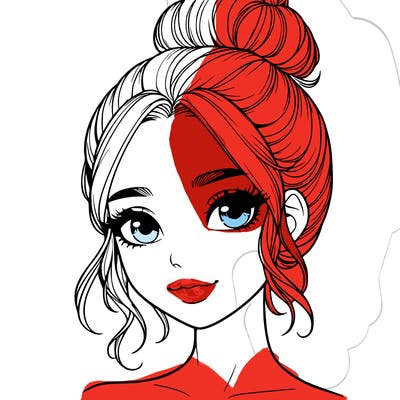 realistic pretty girl with hair in bun