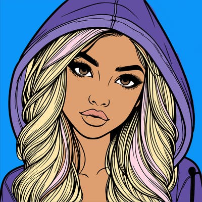 realistic beautiful girl with a hood on