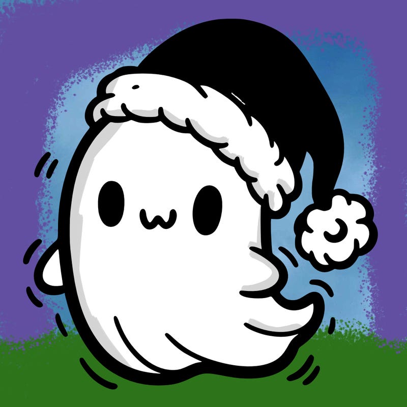 ghost with a christmas hat