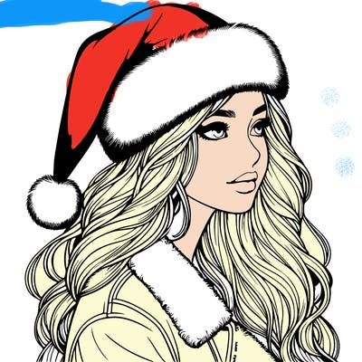 realistic girl in santa hat