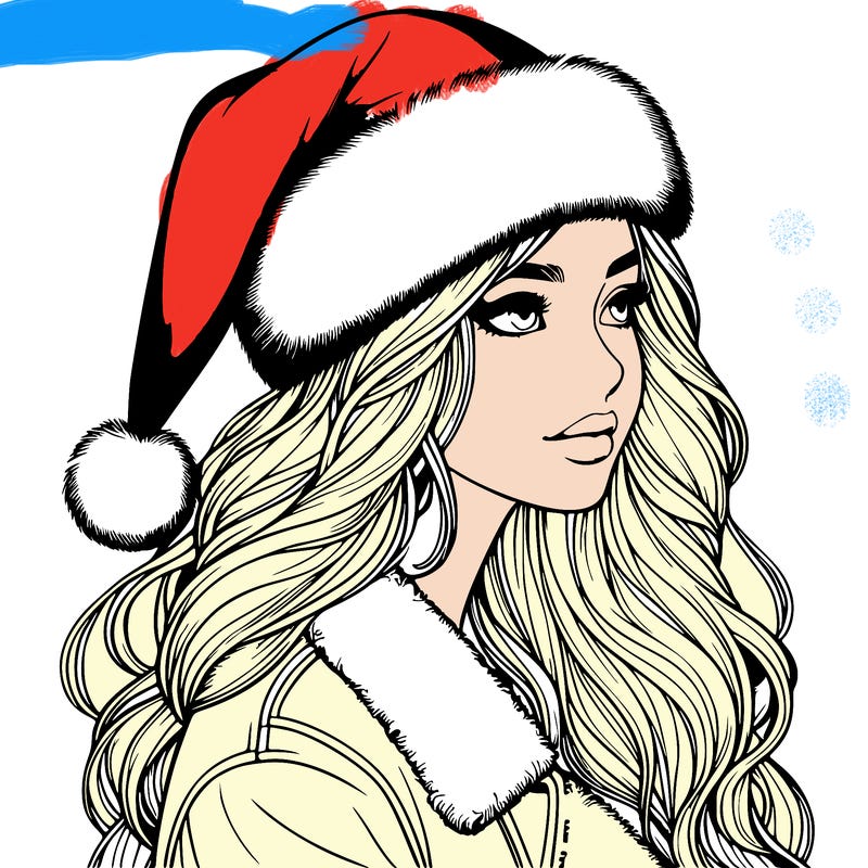 realistic girl in santa hat