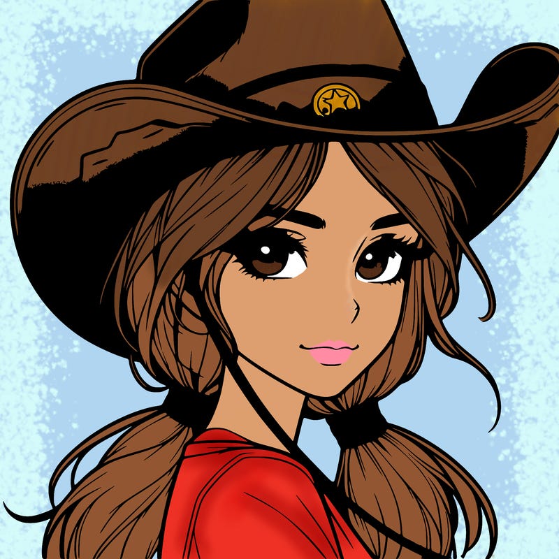 realistic girl with cowboy hat