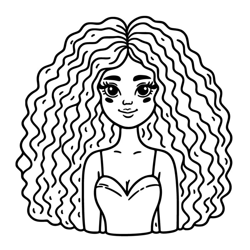 lady with long and big curly hair