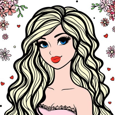 pretty woman with long wavy hair