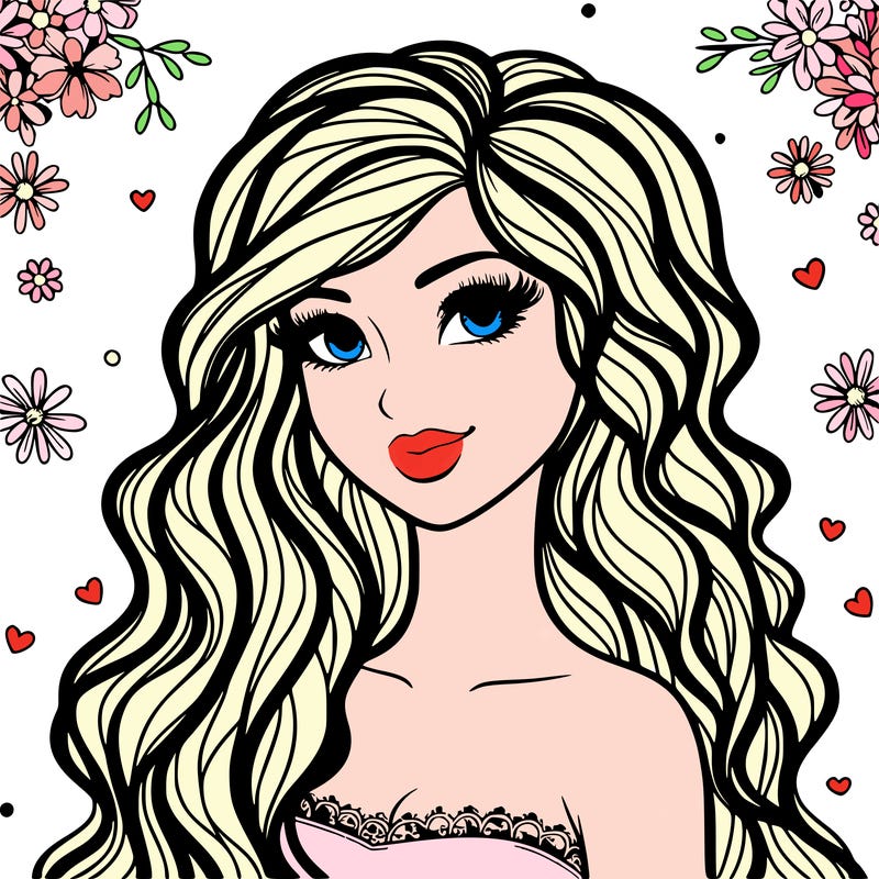 pretty woman with long wavy hair