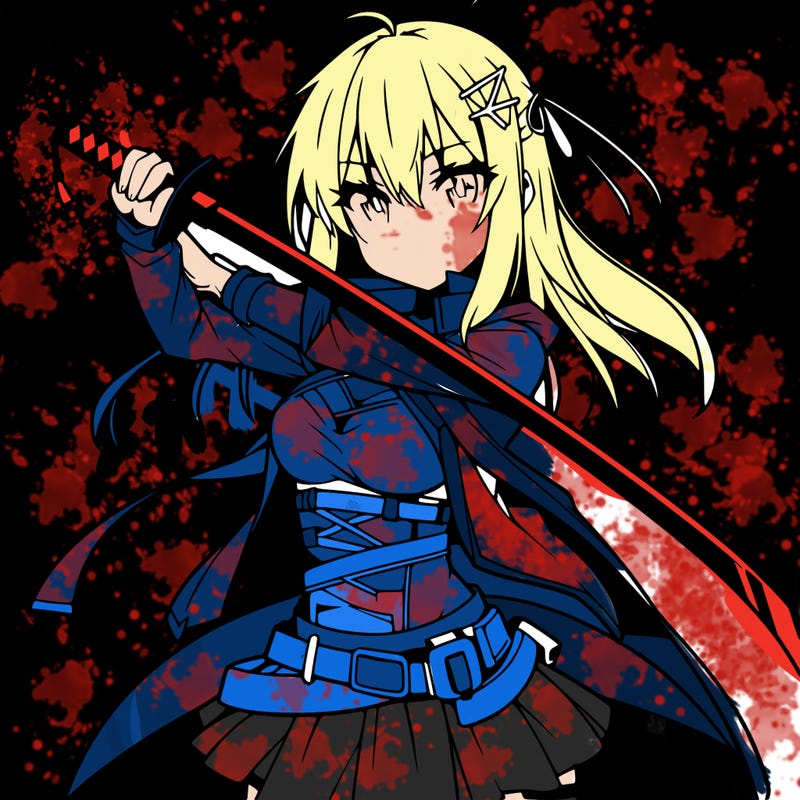 anime girl with sword in cool pose