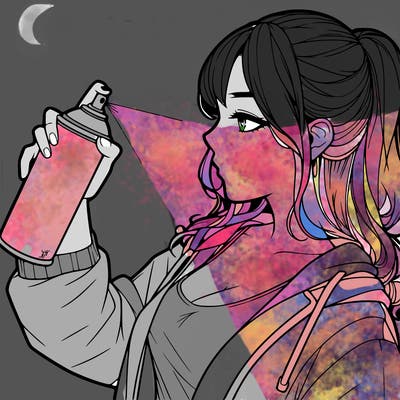 a realistic girl spray, painting