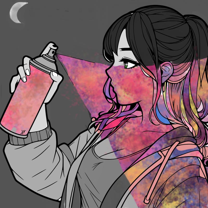 a realistic girl spray, painting