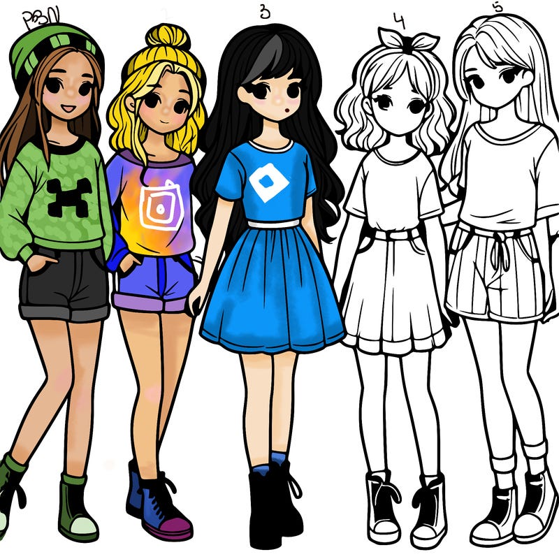 a group of five girls