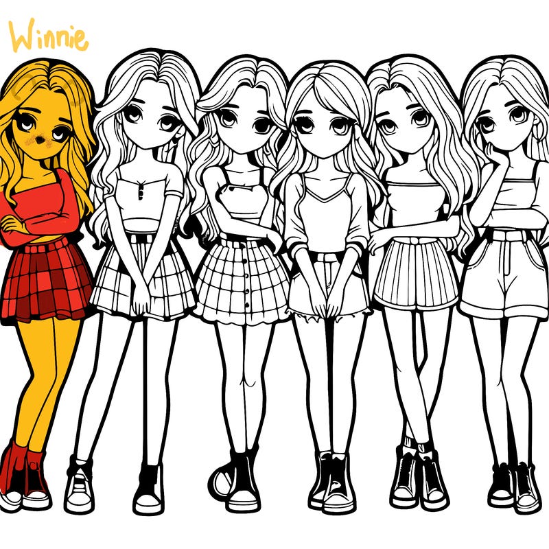 a group of girls realistic