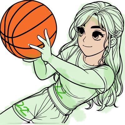 realistic girl playing basketball