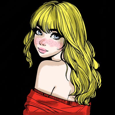 realistic girl with bangs looking over her shoulder