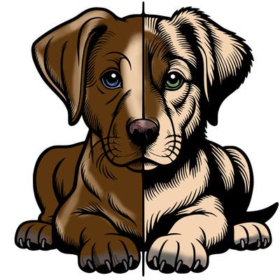 realistic dog split picture