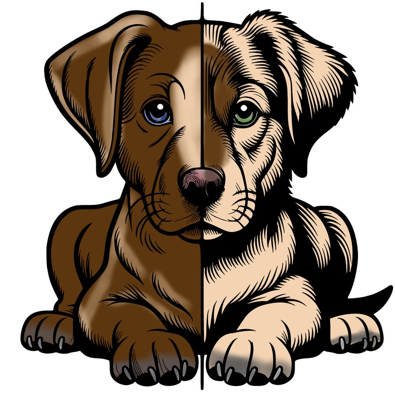 realistic dog split picture