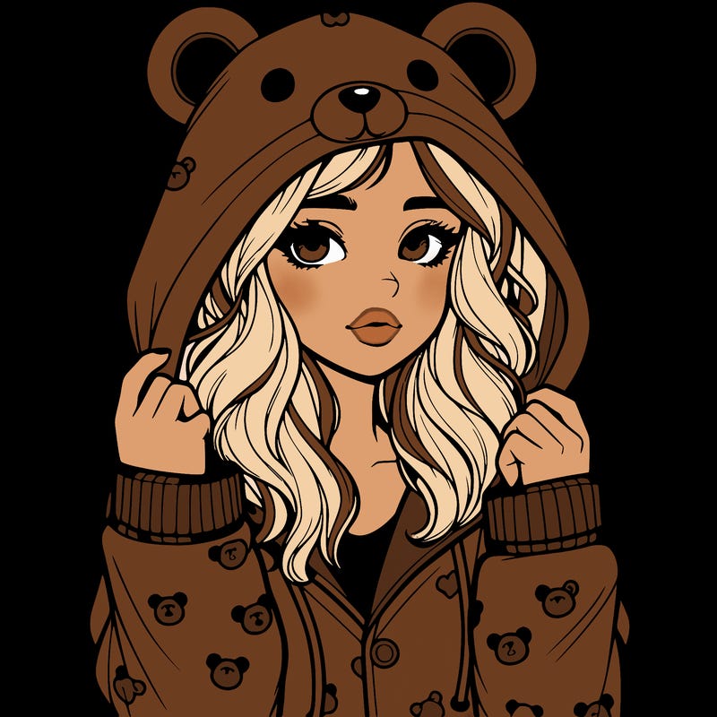 realistic girl in a animal pjs hoodie