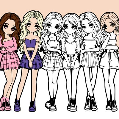 a group of girls realistic