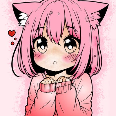 shy anime catgirl