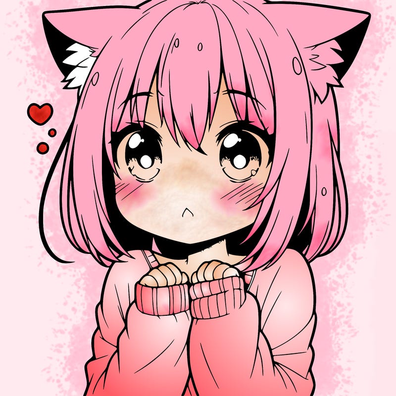 shy anime catgirl