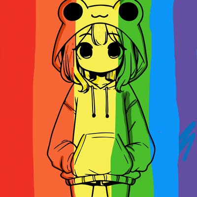 girl with baggy sweatshirt and frog hood