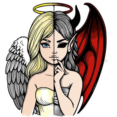 realistic angel half demon