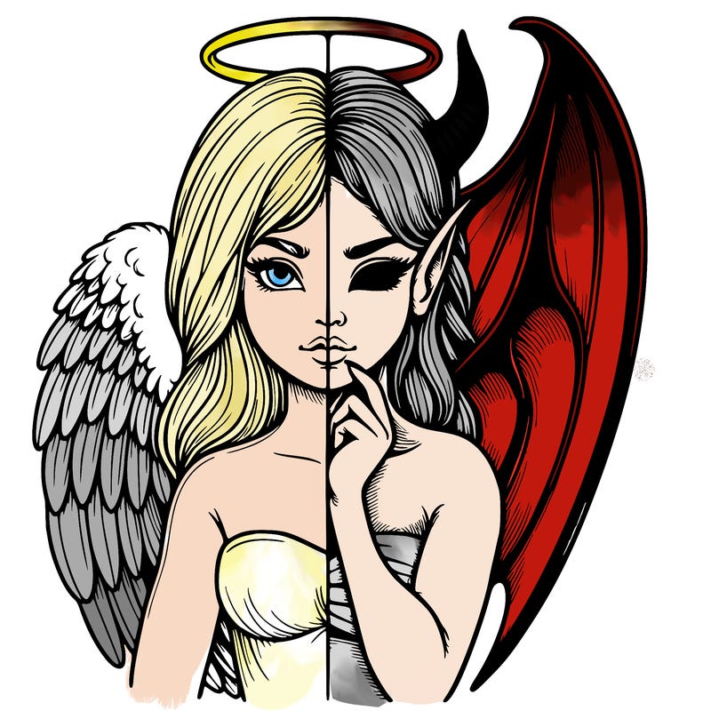 realistic angel half demon