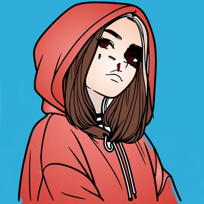 a realistic girl in a hoodie