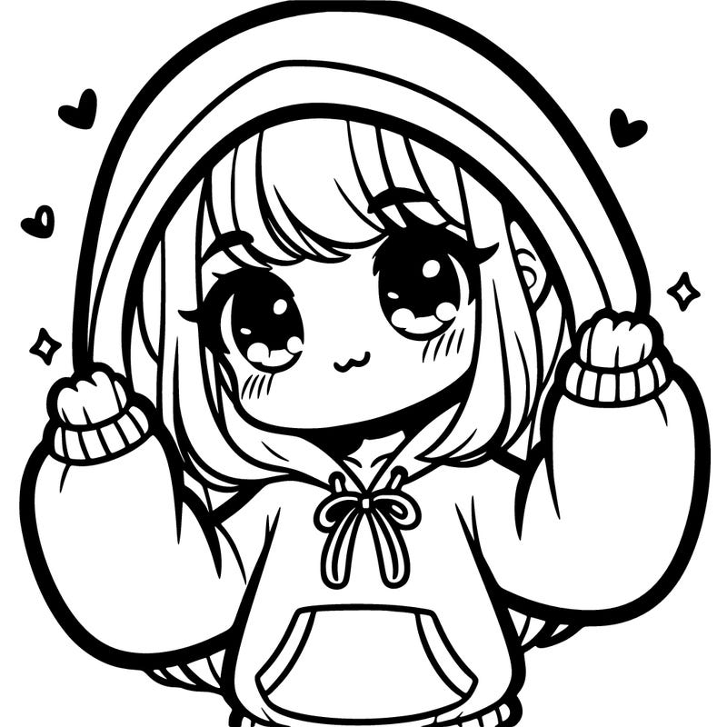 girl in a large cute hoodie