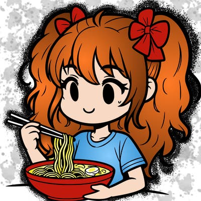 a girl eating ramen