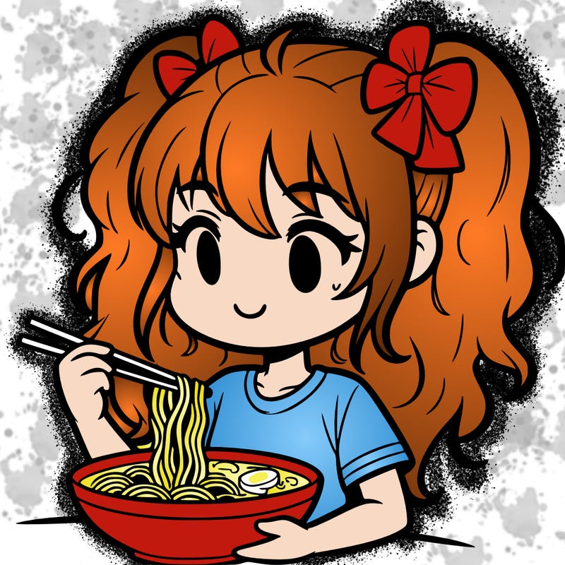 a girl eating ramen