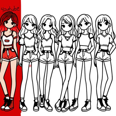 a group of girls wearing crop tops and shorts