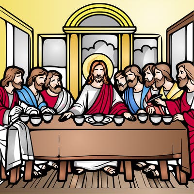 jesus shares the last supper with twelve apostles