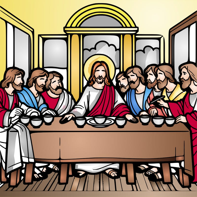 jesus shares the last supper with twelve apostles