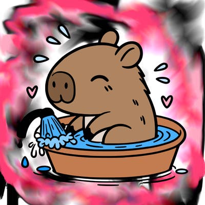 capybara taking a bath