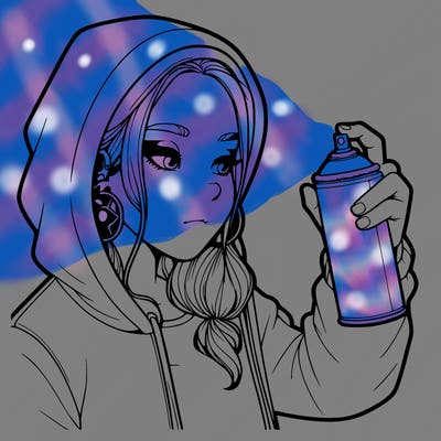 a realistic girl, spray painting