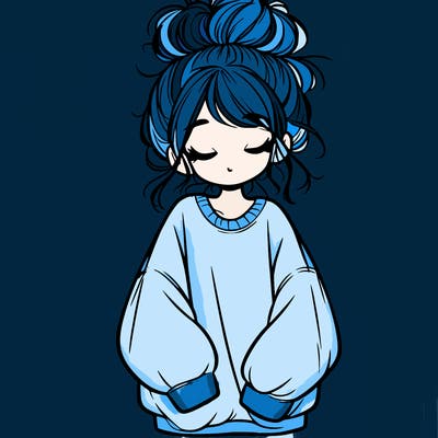 girl with baggy sweatshirt and messy bun